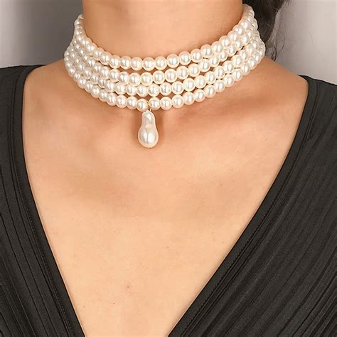 pearl choker women's.